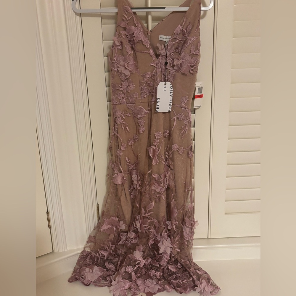 Dress the Population Purple Floral Lace Dress